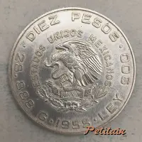 DIEZ PESOS ESTADOS UNIDOS MEXICANOS 28.888 G 1955 LEY 900