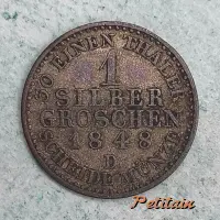 30 EINEN THALER · 1 SILBER GROSCHEN · 1848 D · SCHEIDE MÜNZE