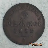 SCHEIDE MÜNZE 3 PFENNINGE 1852 A