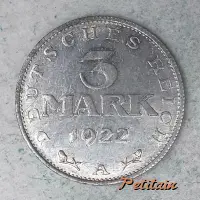 DEUTSCHES REICH 3 MARK 1922 A